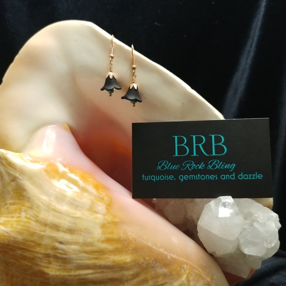 Copper and Turquoise Flower Earrings - Picture 3 of 3